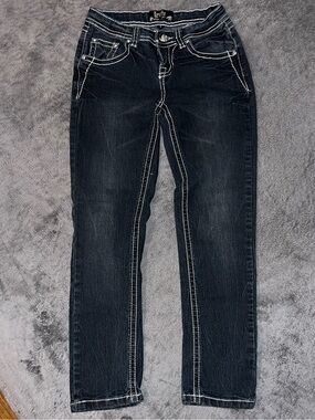 Karma Blue Girl’s Dark Wash Jeans with White Contrast Stitching